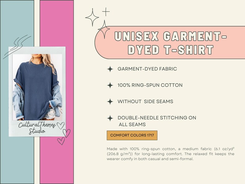 Peut inclure: T-shirt unisexe teint en bleu marine. L'image montre une personne portant le t-shirt avec une veste en jean. Le t-shirt est en tissu teint, 100% coton fil&eacute; et coutures doubles.