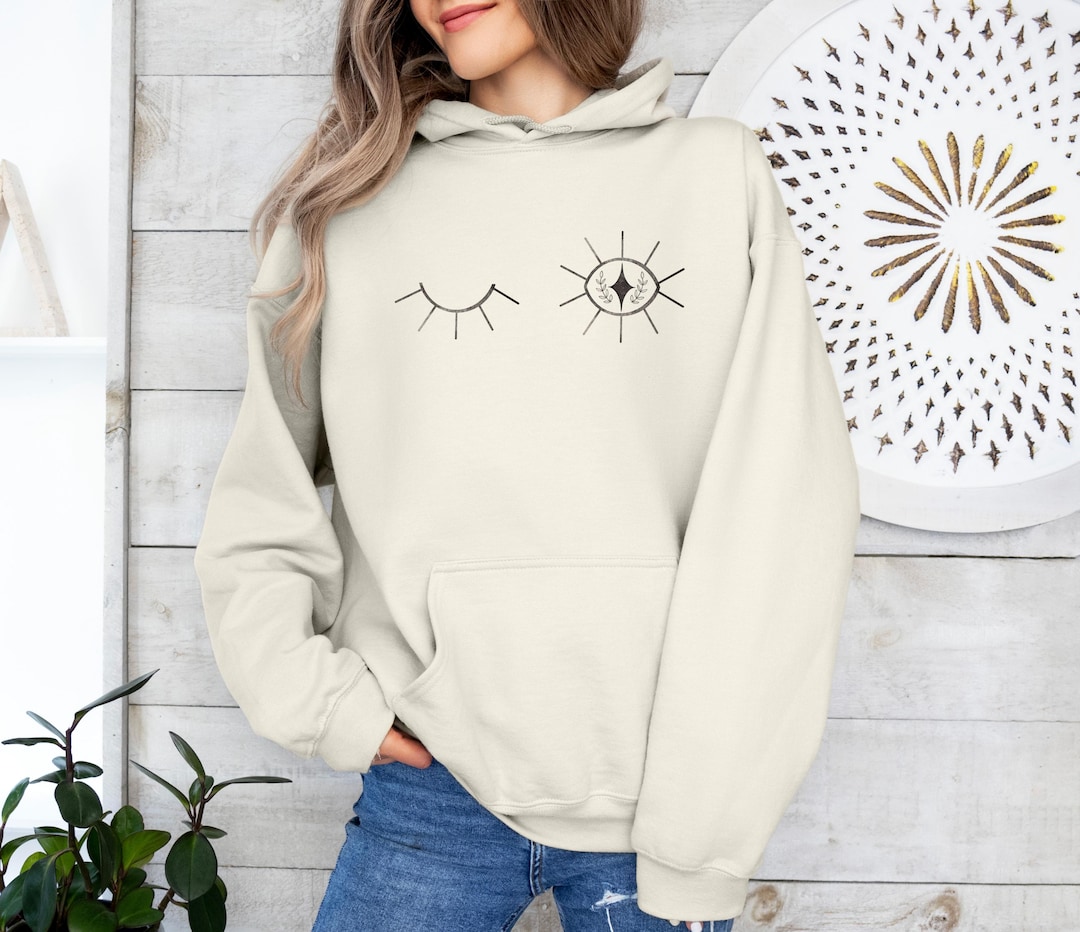 Winking Eye Hoodie, Mystical Third Eye Pullover, Celestial