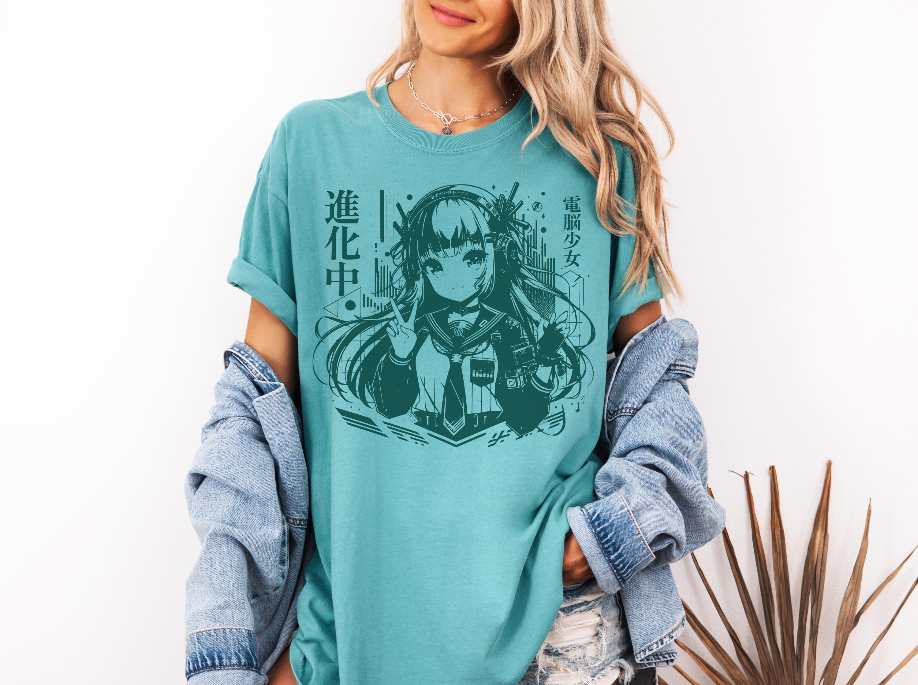 Cyber Girl Anime Shirt Comfort Colors, Japanese Techwear Aesthetic