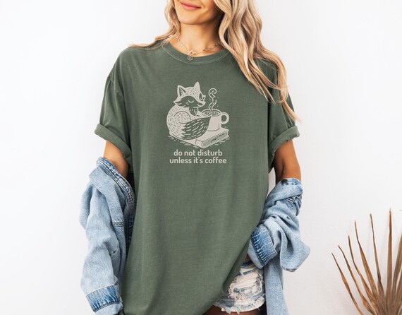 Coffee Addicted Fox Shirt, Introvert Book Lover Tee, Comfort Colors Bookworms T-Shirt, Funny Fox Gift, Cozy Animal Tee, Sarcastic Antisocial