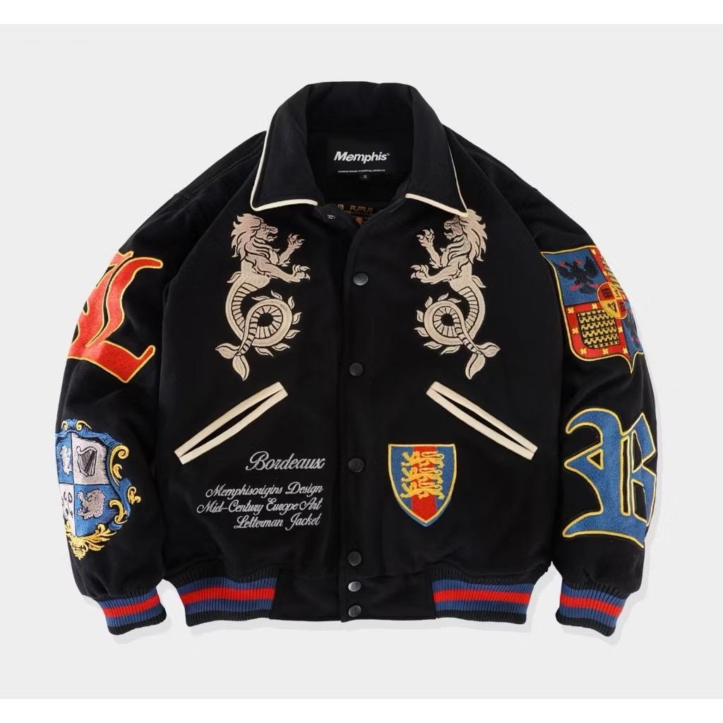 『OY/オーワイ』ETHNIC VARSITY JACKET OY/オーワイ』 ZIGZAG EMBROIDERY VARSITY JACKET/エンブロイ