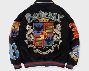 Bordeaux Varsity Jacket - Full Embroidered - Army - Bomber