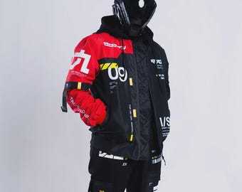 Techwear Jacket Neox5 Red , Cyberpunk jacket, Cyber street Jacket, Varsity Jacket, Unisex , Hype beast , sukajan, Varsity