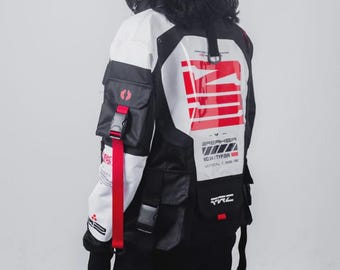 Techwear Breaker White - WindBreak , Cyberpunk jacket, Cyber street Jacket, Varsity Jacket, Unisex ,Cosplay, Hype beast , sukajan, Varsity