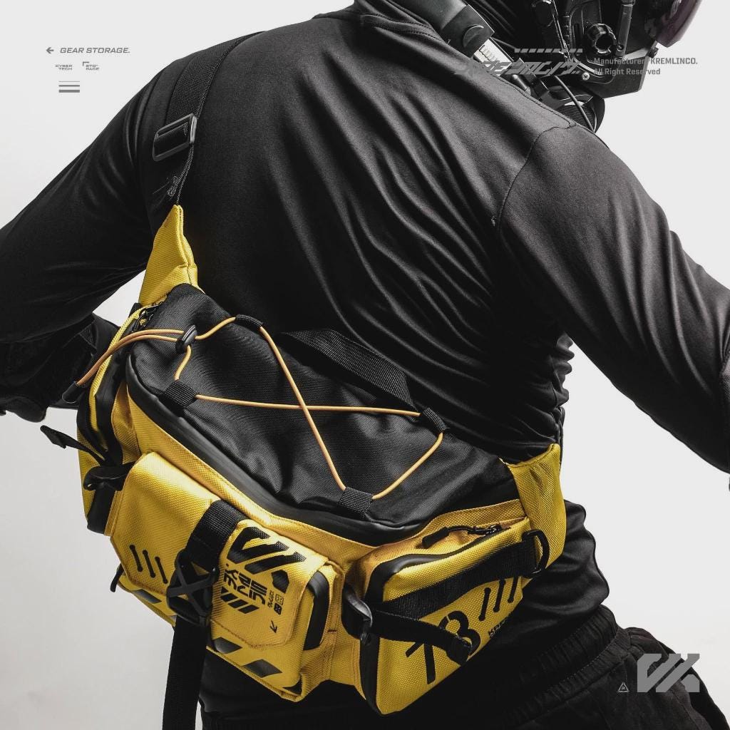 Waistbag Double Strap CYRAX YELLOW , Cyberpunk , Unisex , Hype beast , Techwear