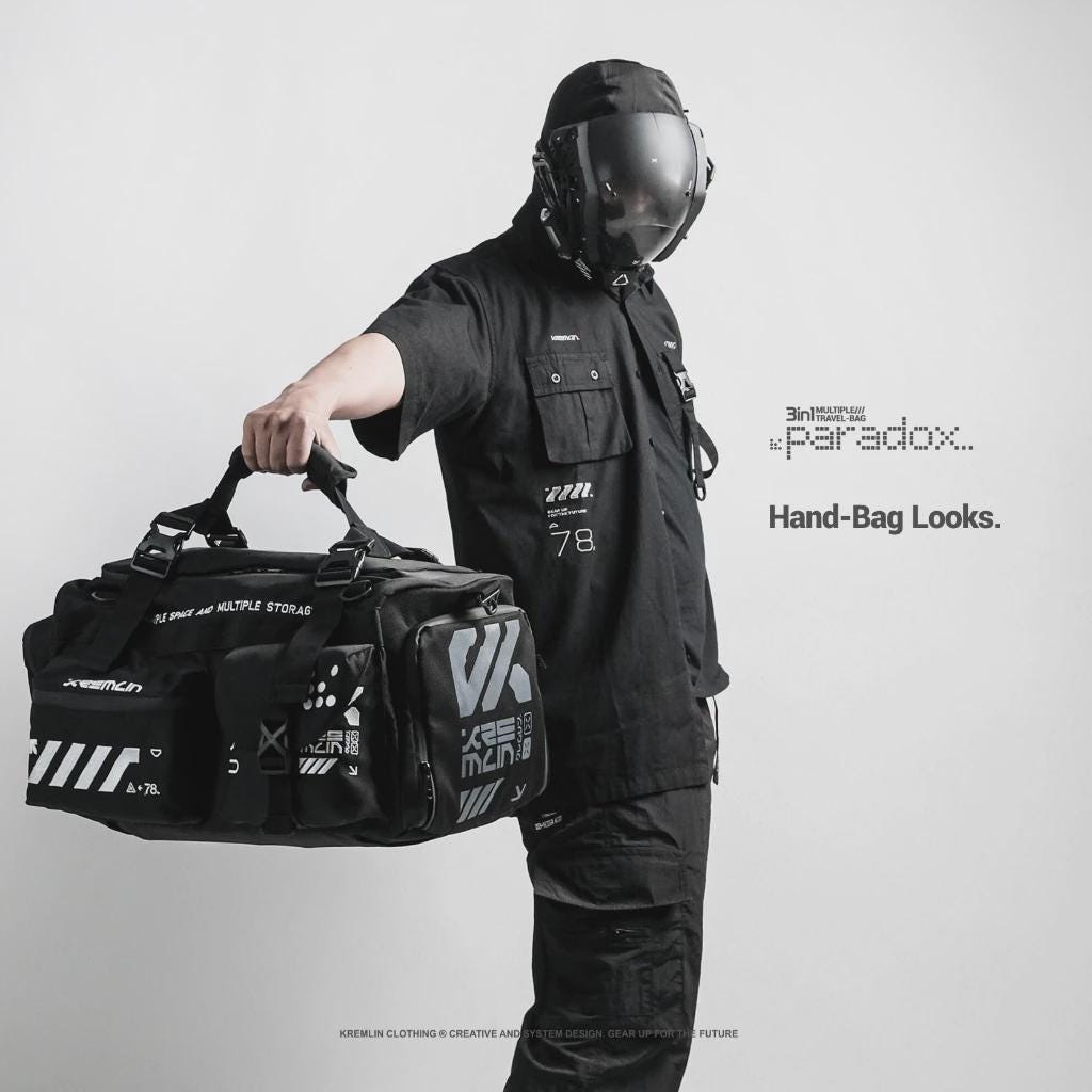 Multiple Duffle Travel Bag 3 in 1 Techwear Black - PARADOX , Cyberpunk , Unisex , Hype beast