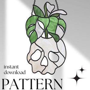 Skull Hanging Planter - Stained Glass Pattern