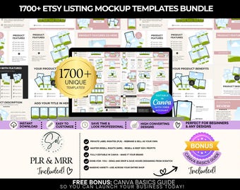 1700+ Etsy Listing Mockup Bundle for Canva | Product Mockups, Journal Templates & Thumbnail Templates | Instant Download
