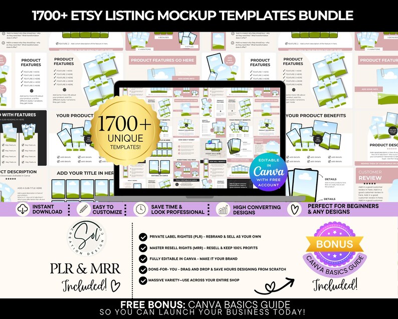 1700+ Etsy Listing Mockup Bundle for Canva | Product Mockups, Journal ...