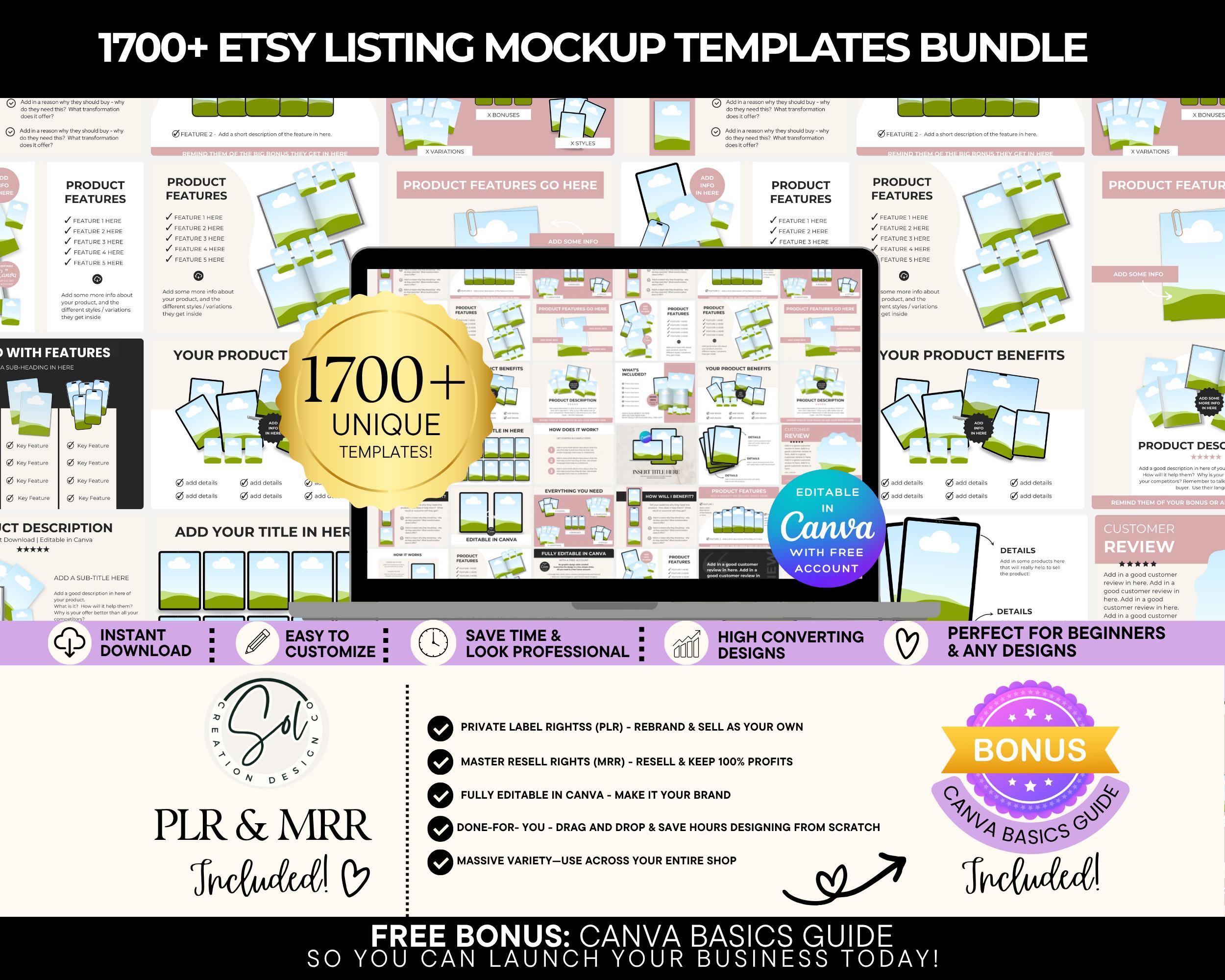 1700+ Etsy Listing Mockup Bundle for Canva | Product Mockups, Journal ...