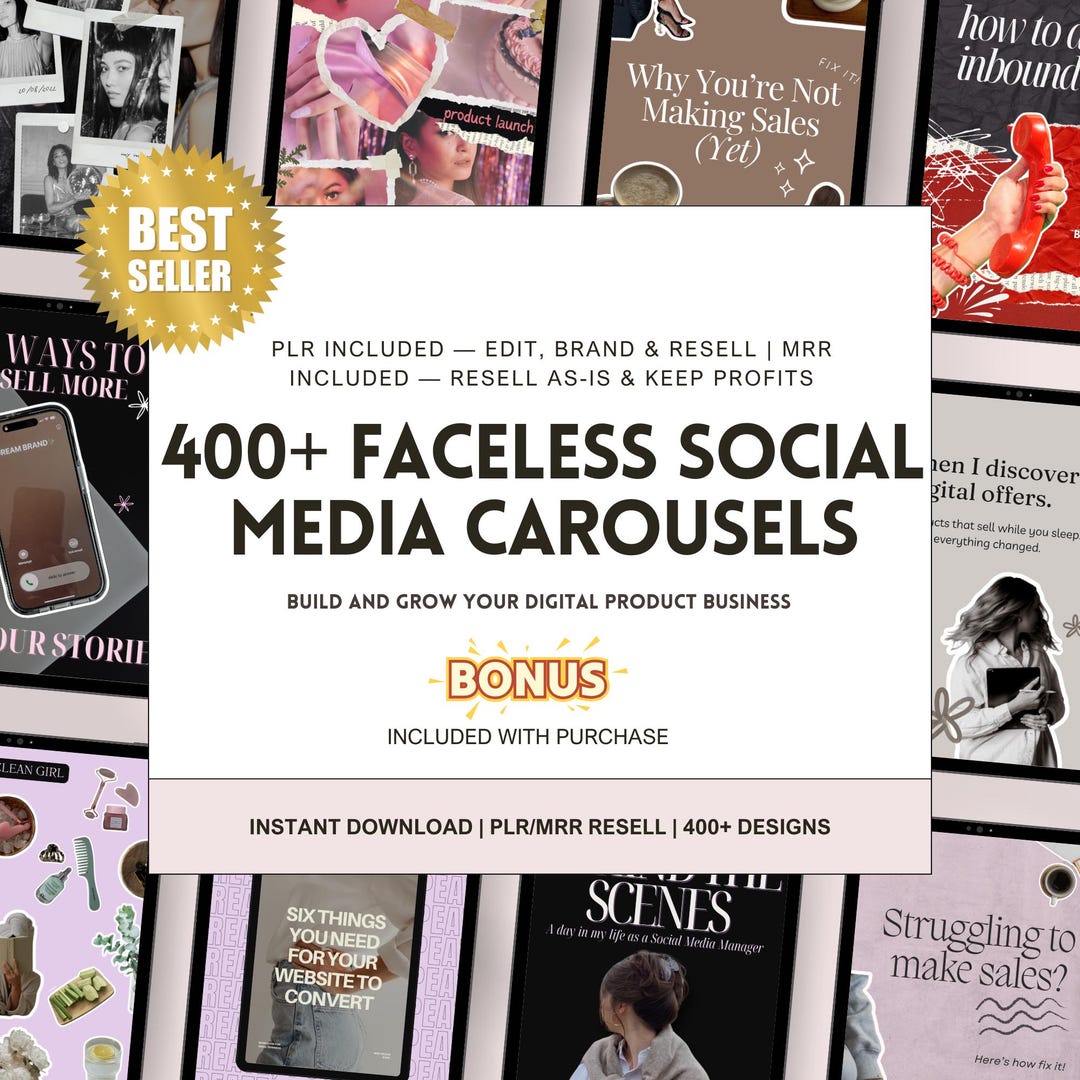 400+ Faceless Instagram Carousel Templates for Canva | PLR MRR Social ...