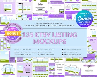 Paquete de 135 maquetas de anuncios de Etsy para Canva / Maquetas de Etsy para productos digitales / Fotos de stock con estilo y plantillas para vendedores / Descarga instantánea