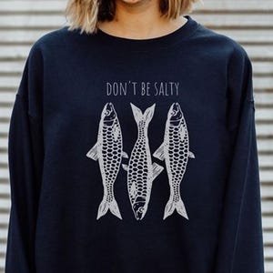 Vintage Sardine Sweatshirt, Fisherman Aesthetic Clothing, Retro Ocean Sweater, Fishing Sweater, Cozy Warm Graphic Sweater, Gift for her