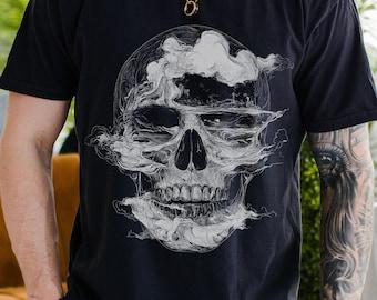 Skull Graphic T-Shirt, Punk Rock Tee, Gothic Grunge Shirt, Vintage Horror Shirt, Grim Reaper Tee, Comfort Colors Gift for Him Her