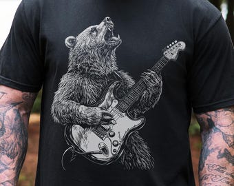 Bear Guitar Graphic Shirt: Comfort Colors Musician Tee