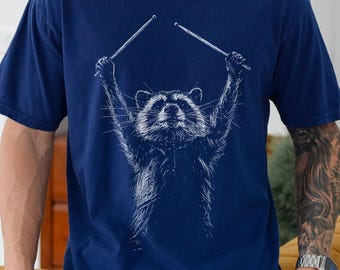 Raccoon Drummer Shirt, Cute Animal Musician Tee, Music Lover Drum TShirt, Funny Forest Critter T-Shirt, Comfort Colors Gift for Him Her