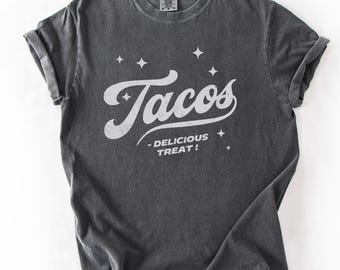 Retro Tacos T-Shirt Comfort Colors, Funny Foodie Taco Tuesday Shirt, Vintage Style Taco Lover Graphic Tee, Gift for Foodie, Gift for Friend