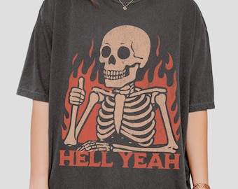 Retro Skeleton Comfort Colors Graphic T-Shirt, Edgy Grunge Rock n Roll Skeleton Shirt, Vintage Sarcastic 90s Halloween Shirt, Festival Tee