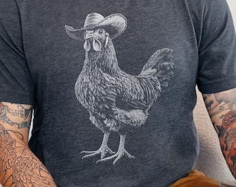 Cowboy Chicken Graphic Tee: Funny Rodeo Hen T-Shirt