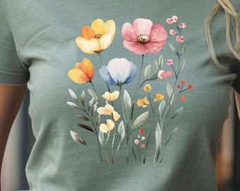 Watercolor Floral Art T-Shirt: Springtime Flower Tee