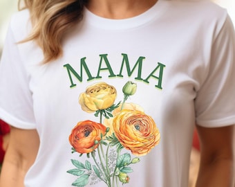Anpassbares Blumen Mama Shirt: Cottagecore New Mom Geschenk