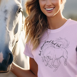 Comfortkleuren grappig T-shirt paardenliefhebber, paardensport cadeau uniseks T-shirt, schuurshirt, verjaardagscadeau paardenliefhebber, top paardrijden boerderijleven