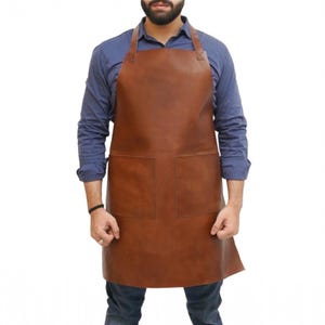 Handmade Leather Work Apron with Front Pockets – Ideal for Butchers– For Chef, BBQ, Butcher, Barber, Blacksmith