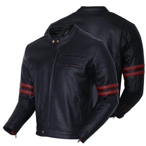 Motorcycle Leather Vintage Jacket The Rocker | Retro Biker Style Leather Jacket for Men – CE Armour Protection
