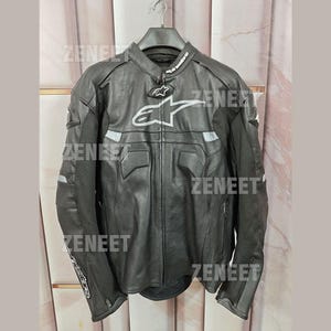 Alpinestars Handmade genuine Cowhide Leather Jacket Biker Racing Leather Jacket with CE Approved Protection