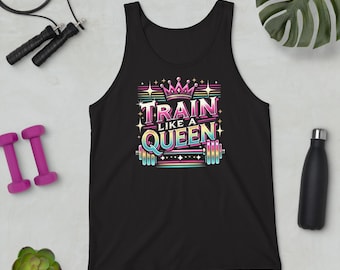 Train Like a Queen Tank Top: Retro 80s Gym Shirt