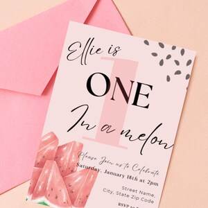 ONE in a melon Birthday Invitation