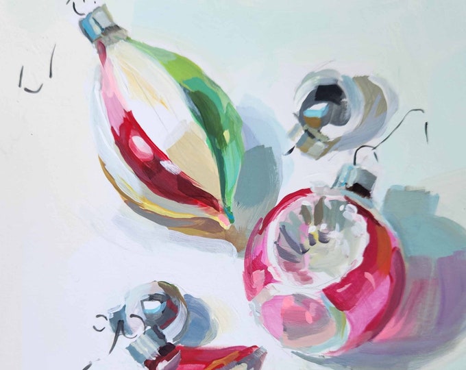 Print of Brite Shiny Vintage Ornaments Signed and Numbered Mid Century ...