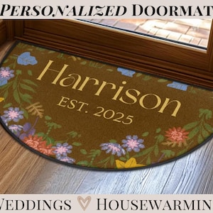 Welcome Mat Wedding Gift Doormat Family Name Est Date Floor Mat For Entryway Rug Personalized Wedding Gift Idea Door Mat With Name Date Gift