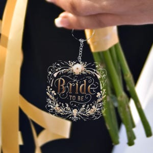Blumenstrauß Hochzeit Charme Braut Geschenkidee für Braut Verlobung Gifting von Brautjungfer Kontur geschnitten Acryl große Tasche Charme Schlüsselbund Geschenk