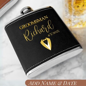 Personalized Groomsman Gift Flask Wedding Date Customize Heartfelt Gift Groomsman Party Gift Idea Groom Wedding Party Gift Idea Custom Flask