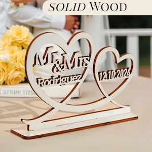Wedding Name Sign Personalized Last Name Wooden Wedding Table Lightweight Mr Mrs Custom Cut Elegant Font Letter Keepsake Table Decoration