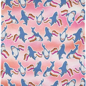 Blåhaj Lesbian Pride Throw Blanket