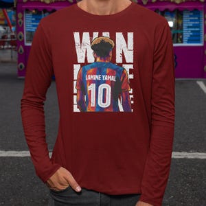 Win Like Lamine 10 Jersey Tribute, Barcelona Star Player Custom Gift Inspired for Soccer Fans, Barcelona Graphic Tee Personalized Shirt