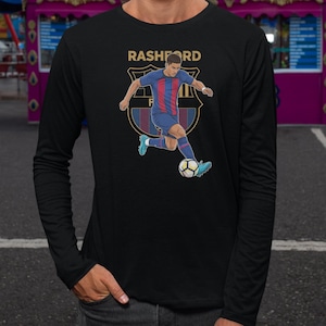 Rashford Animated Tribute Graphic Tee, Barcelona New Soccer Star Player Personalized Shirt, Custom Gift for Barcelona Fans Unisex T-Shirt