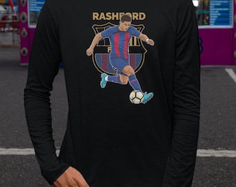 Rashford Animated Tribute Graphic Tee, Barcelona New Soccer Star Player Personalized Shirt, Custom Gift for Barcelona Fans Unisex T-Shirt