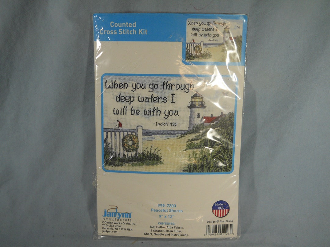 Peaceful Shores Counted Cross Stitch Janlynn 9 X 12 Lighthouse Seashore