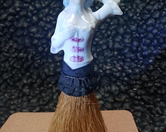 Victorian half doll porcelain whisk brush