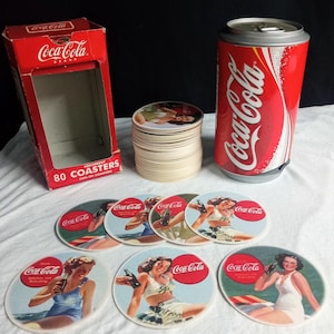 Coca-Cola can of coasters