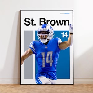 Amon-Ra St. Brown Poster - Detroit Lions Wall Art - NFL Fan Décor - Wide Receiver Artwork - Amon-Ra St. Brown #14 Print - Lions Gift
