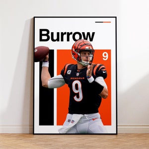 Joe Burrow Poster - Cincinnati Bengals Wall Art - NFL Football Print - Sports Fan Decor - Joe Burrow #9 Artwork - Bengals Gift
