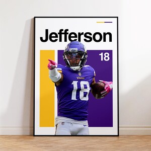 Justin Jefferson Poster - Minnesota Vikings Wall Art - NFL Football Print - Sports Fan Decor - Justin Jefferson #18 Artwork - Vikings Gift