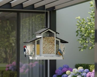 Metal House Bird Feeder For Outdoor | Modern Bird Feeder | Hanging Bird Feeder | Large Bird Feeder | Vintage Bird Feeder | Bird Lover Gift