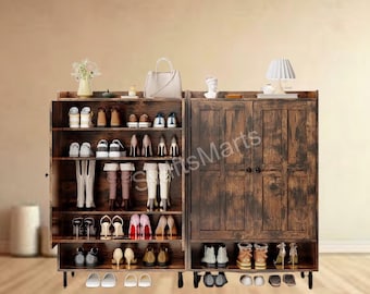 Solid Wood Shoe Storage Cabinet | Entryway Shoe Rack | Handmade Shoe Rack | Shoe Organizer | Shoe Shelves | Shoe Holder | Housewarming Gift