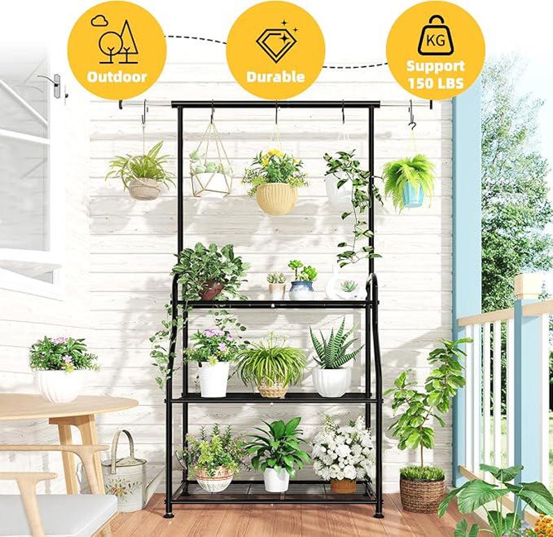 Simple Trending Plant Stand Indoor Outdoor, Heavy Duty Metal 3 Tiered ...
