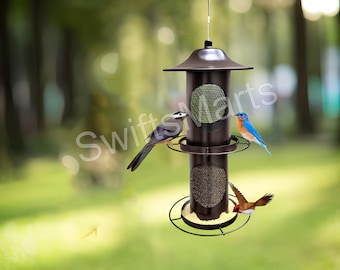 Two-Tier Metal Hanging Bird Feeder: Squirrel-Resistant Outdoor Feeding Station